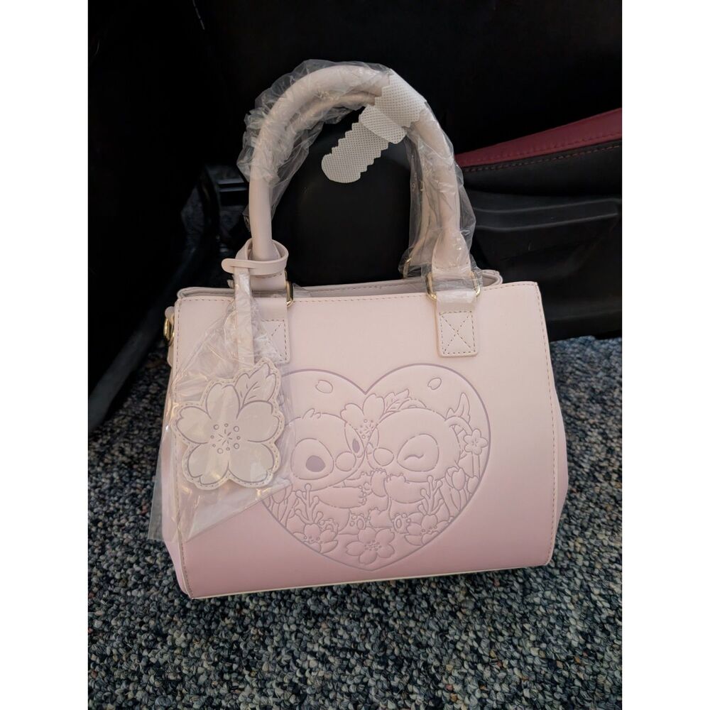 DISNEY LOUNGEFLY STITCH ANGEL PINK CHERRY BLOSSOM CROSSBODY BAG